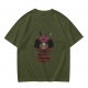 Olive Graphic T-Shirt with Cute Mothman Respect The Locals Print