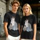 Olive T-shirt with whimsical forest spirit and children graphic print