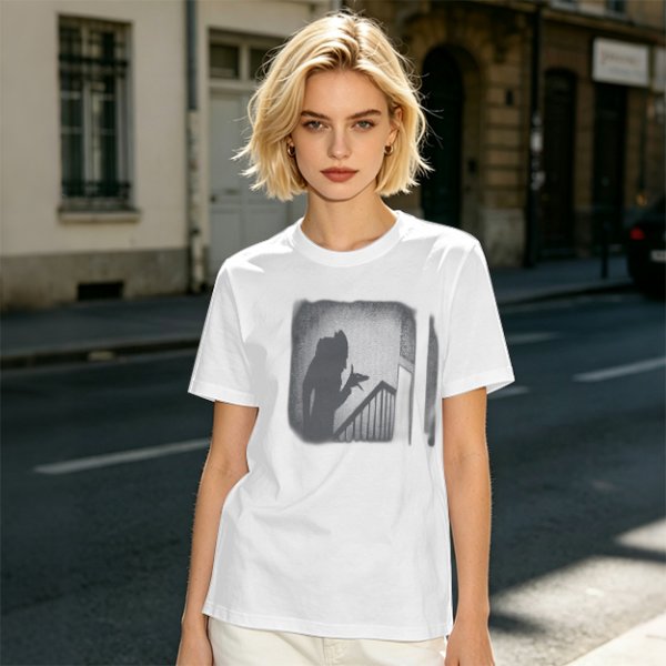 Olive T-Shirt With Horror Staircase Silhouette Graphic