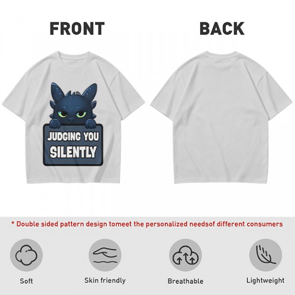 Olive t-shirt featuring Toothless the dragon judging you silently