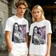 Olive T-shirt with vintage woman flexing arm graphic print