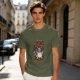 Olive graphic t-shirt with nervous raccoon and 'all of my systems nervous' text