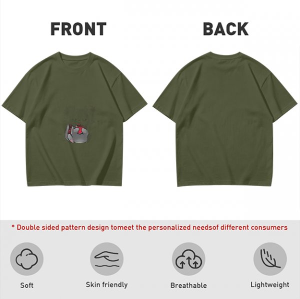 Olive Green Crewneck T-Shirt With Small Graphic Print