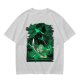 Olive Green Anime T-Shirt With Swordsman Character Artwork