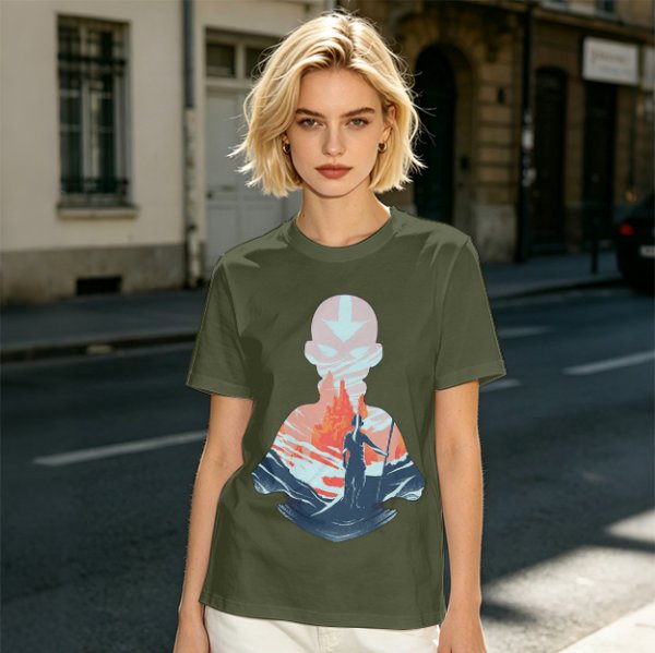 Avatar Aang Silhouette Graphic Tee for Anime Fans