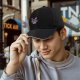 Black Baseball Cap With Cute Vampire Bat Graphic Print