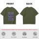 Olive T-Shirt With Mood Of The Day Blue Dragon Character Grid Print
