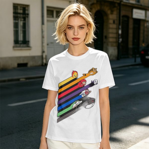 Studio Ghibli Characters Rainbow Stripe Graphic T-Shirt
