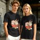 Olive T-Shirt With Cute Cat Ramen Bowl Graphic Print