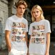 Olive T-Shirt with 9 Grid Cute Cat Illustrations Print
