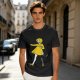 Olive Green T-Shirt With Whimsical Yellow Girl Graphic Print