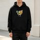 Black Hoodie With Cartoon Cheese Taking Selfie Peace Sign Graphic