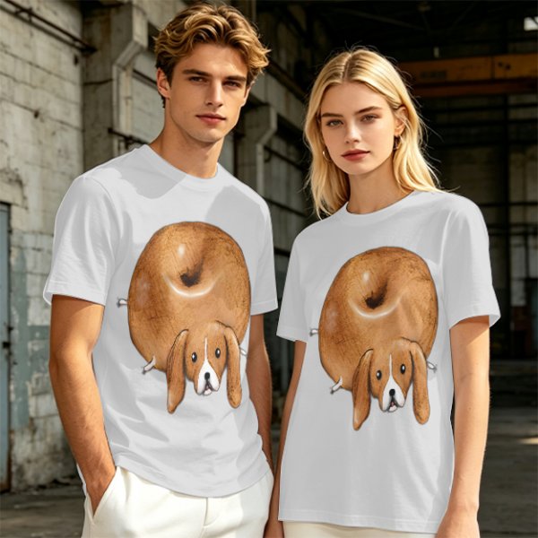 Olive Green T-Shirt With Donut Shaped Beagle Print