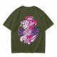 Olive Green T-Shirt With Fantasy Character Graphic Print