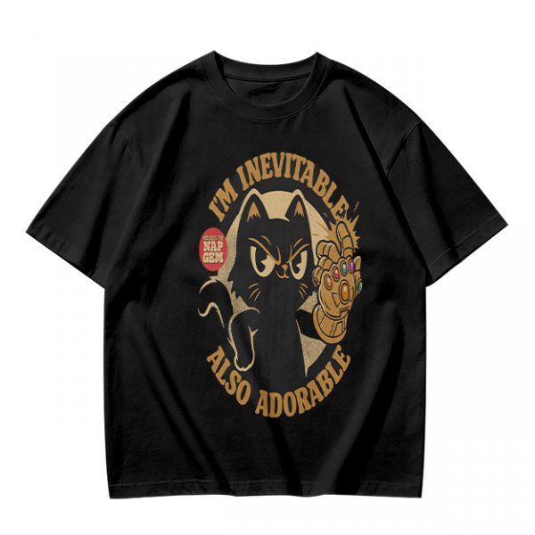 I'm Inevitable Also Adorable Black Cat Infinity Gauntlet T-Shirt