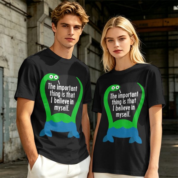 Olive T-Shirt With Dinosaur Graphic And Self Belief Text