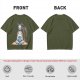 Olive T-Shirt With Meditating Llama Rainbow Graphic