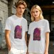 Olive T-Shirt with Purple Sunset Boat Scene Graphic