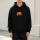 Black Hoodie With Angry Orange Cat Graphic Print