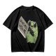 Olive t-shirt with cute frog holding knife and 'Don't mess with me' text