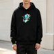 Black Hoodie With Glitch Astronaut Graphic Print