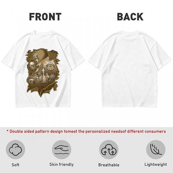 Olive T-Shirt with Fantasy Character Group Graphic Print