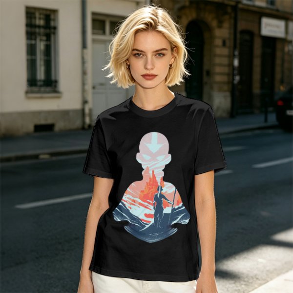Avatar Aang Silhouette Graphic Tee for Anime Fans