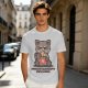 Olive t-shirt with a raccoon eating snacks and 'powered by pure spite and snackies' text