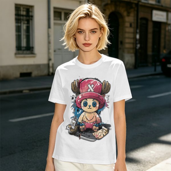 Olive T-shirt with One Piece Tony Tony Chopper Graphic Print