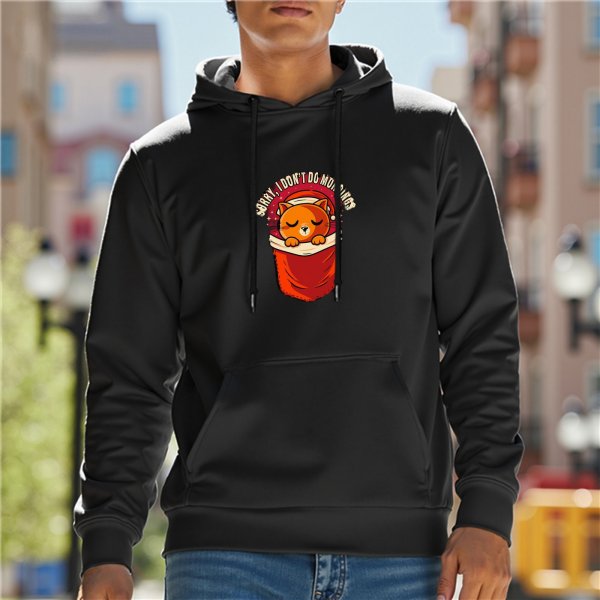 Sorry I Don't Do Mornings Cat Hoodie With Sleepy Kitten Art