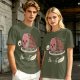 Olive T-Shirt With Funny Hamlet Ham And Skull Graphic Print