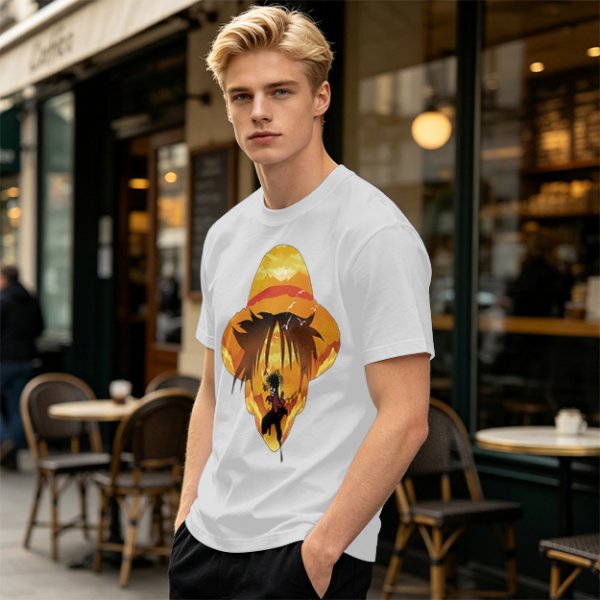 One Piece Luffy Straw Hat Sunset Graphic T-Shirt