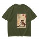 Olive t-shirt with firebender martial arts graphic print