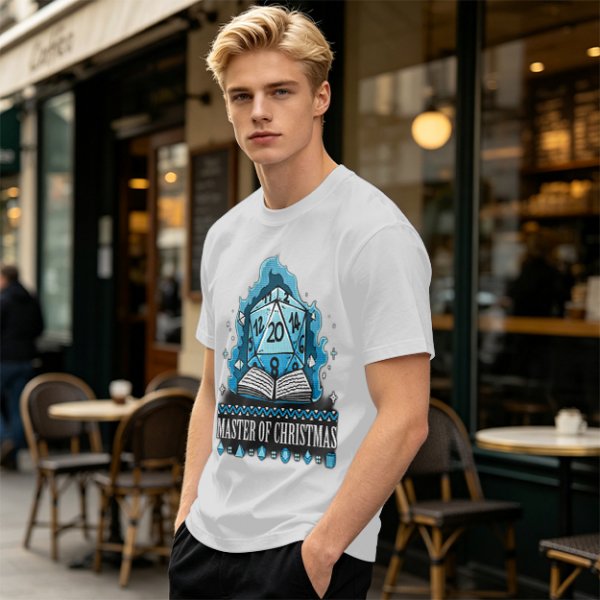 Master of Christmas D20 Dice T-Shirt for RPG Fans