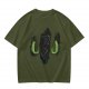 Olive Green T-Shirt With Dark Monster Face Graphic Print