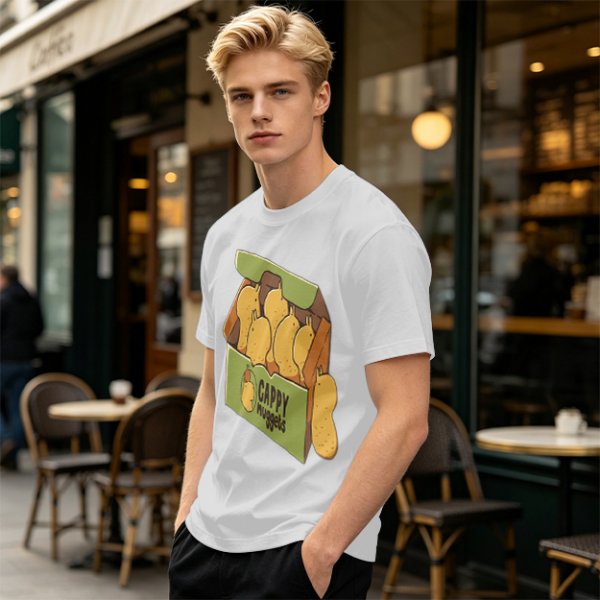Olive T-Shirt With Cappy Nuggets Cartoon Print