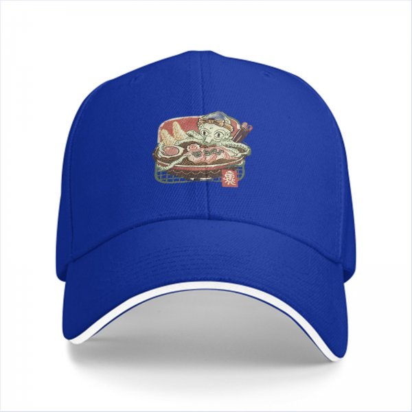 Black Baseball Cap With Octopus Ramen Art Print
