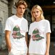 Olive T-shirt with Christmas T-Rex Dinosaur Graphic