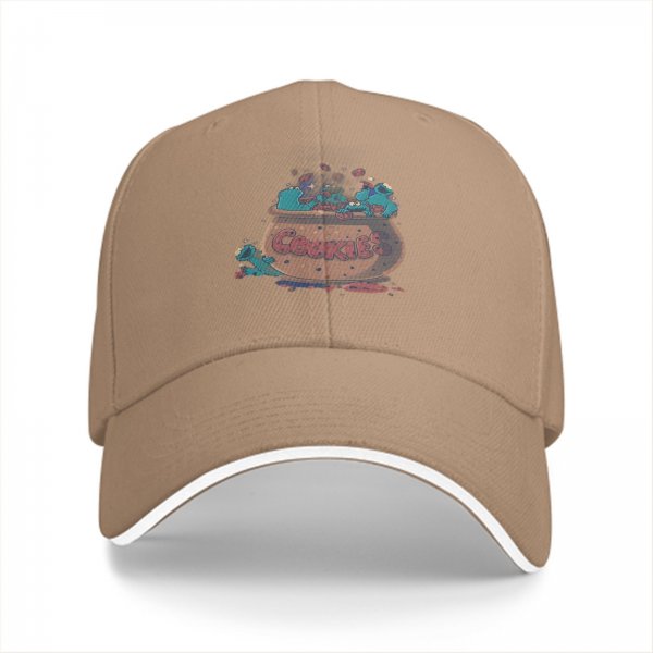 Black baseball cap with cookie monster and cookie jar graphic