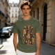 Olive T-Shirt With Cute Gingerbread Animal Christmas Print