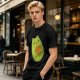Olive Green T-Shirt With Cute Avocado Cat Holding Yarn Ball Print