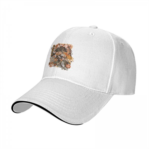 Black Baseball Cap with Anime Action Scene Graphic Print