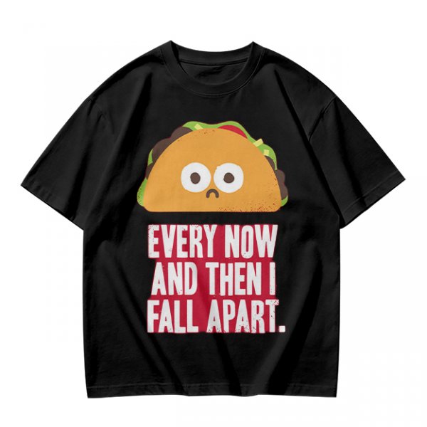 Olive T-Shirt With Sad Taco Graphic And 'Every Now And Then I Fall Apart' Text
