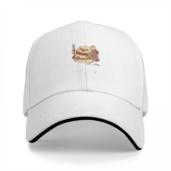 Black Baseball Cap With Cute Duck Warrior Knight Print
