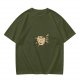 Olive Green T-Shirt With Surprised Face Graphic Print