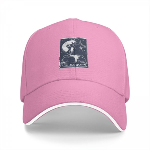Black Baseball Cap With Witch Cat Cauldron Tarot Art Print