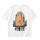 Olive t-shirt with capybara drinking coffee graphic