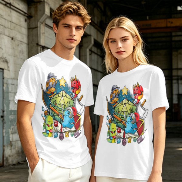 Dungeons and Dragons Cute Dragon Characters D20 T-Shirt Design