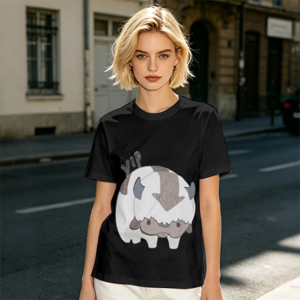Olive green t-shirt with cute Appa the sky bison print