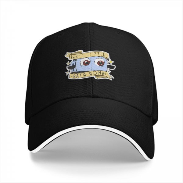 Black Baseball Cap With Cute 'Big Little Bath Bomb' Graphic Design